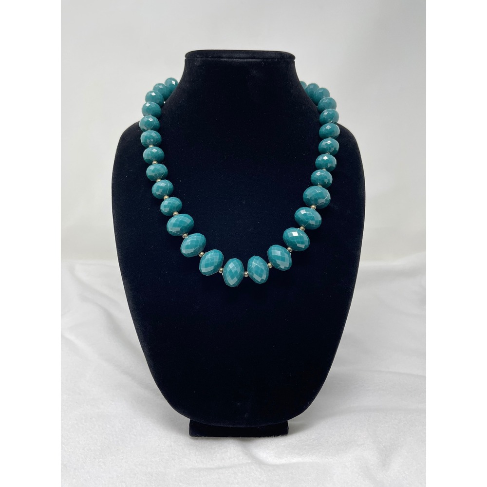 Avon Womens Chunky Beaded Necklace OS Teal Vintage Faceted